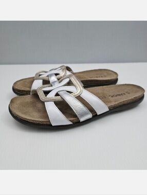 Naot Liv Slide Sandal Womens EU 40 Metallic Leather Cork Footbed Comfort Slip On